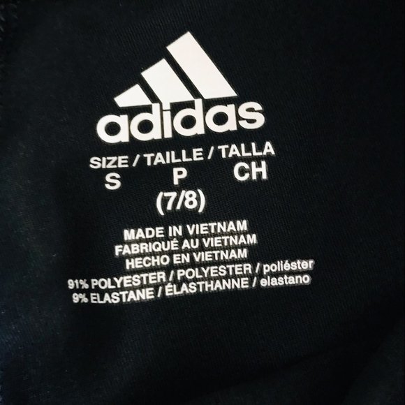 ADIDAIS Brand Love Allover Print Tights Small 7/8 GIRLS - Picture 4 of 5